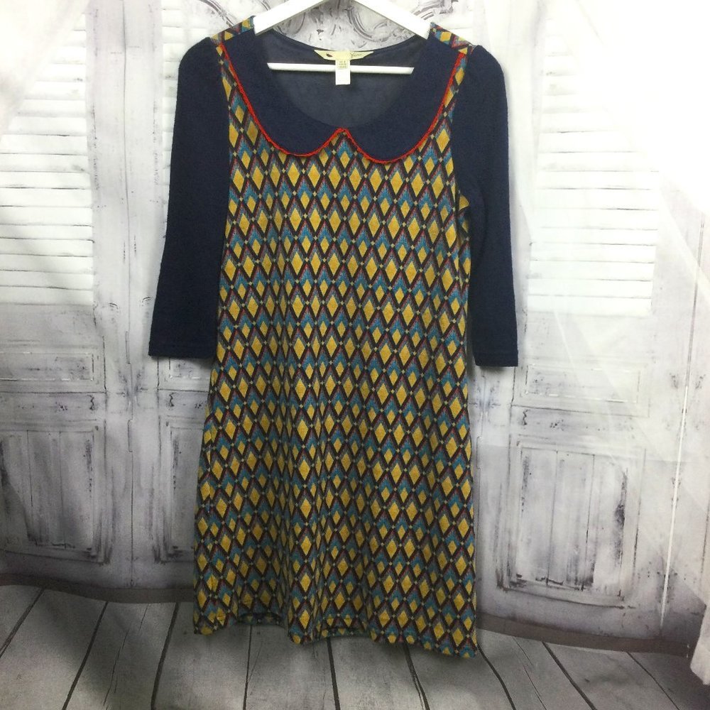 Yumi Dark Blue and Yellow Midi Dress 0/2